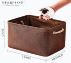 TheWarmHome Decorative Basket Rectangular Fabric Storage Bin Organizer Basket - Image 2