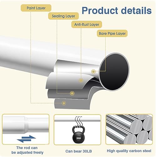 Easy Setup Adjustable Laundry Rod Clothes Space Saving Drying Rack Hanger DIY - Image 6
