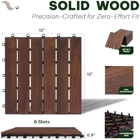 Acacia Interlocking Deck Tiles, 6 Slats - Image 2