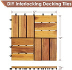 PrimeZone 81 PCS Solid Acacia Wood Interlocking Patio Deck Tiles Outdoor - Image 2