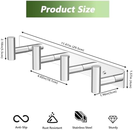 Wall Mounted Coat Rack-4 Hooks, Heavy Duty Stainless Steel Wall Hooks - Image 2