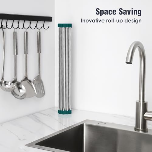 Tomorotec Roll Up Dish Drying Rack Over Sink, 304 Steel - Image 3
