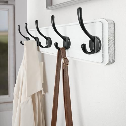 SKOLOO Rustic Coat Rack Wall Mount, 5 Hooks, 17 Inch, Solid Wood - Image 5