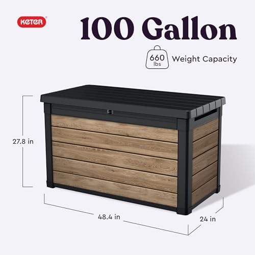 Keter Signature Collection 100 Gallon Resin Deck Box Organization Box and - Image 2
