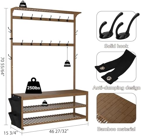 AMBIRD 6-in-1 Bamboo Hall Tree - Image 3