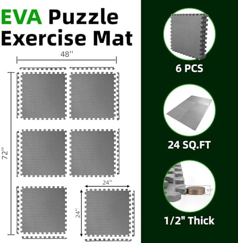 Art3d 6-Pack 24"x24" EVA Interlocking Exercise Mats, 24 Sq.Ft - Image 2