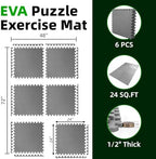 Art3d 6-Pack 24"x24" EVA Interlocking Exercise Mats, 24 Sq.Ft - Image 2