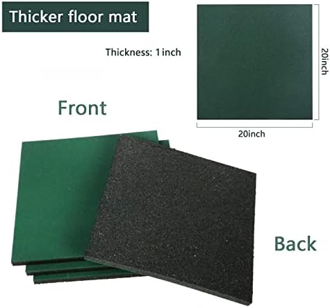MYOYAY 4 Pack Interlocking Tiles 20"x20"x1" Heavy Duty Rubber Tile Green - Image 2