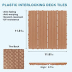 Plastic Interlocking Deck Tiles 12 Pack, 12in Waterproof Patio Flooring - Image 3