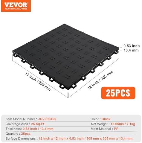 VEVOR Garage Floor Tiles 12 x 12 x 0.53 inch, Interlocking Design Ease of - Image 7