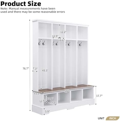 HRVEOCEI 4-in-1 Hall Tree with Storage Bench Shoe Organizer/Shelves - Image 2