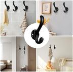 6 Pack Coat Hooks Wall Mount Heavy Duty Utility Retro Double Hooks - Image 2