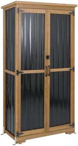 Outdoor Storage Cabinet with Shelves, Weatherproof Tool Shed by PETSCOSSET