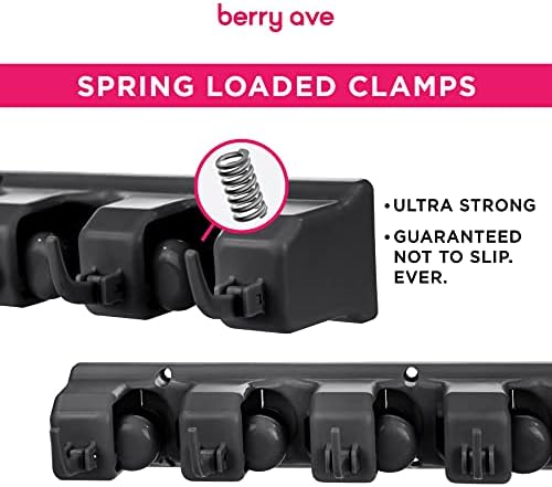 Combo 5 Slot Broom Holder w/ 1 Self Adhesive Mop Gripper No-Drilling, Wall - Image 3