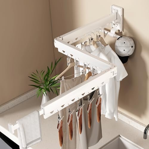 Wall Mounted Collapsible Clothes Drying Rack, Durable Space-Saving Laundry - Image 2