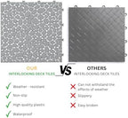 12x12 Inch Gray Plastic Interlocking Deck Tiles, Waterproof Non-Slip Pebble - Image 6
