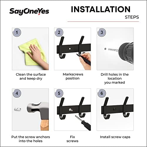Coat Rack Wall Mount – 15 Inch Stainless Steel Hook Rail - Image 6