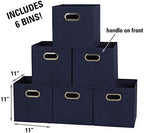 Household Essentials Fabric Storage Bins 6 Piece Set, Strong Poly-Woven Fabric - Image 2