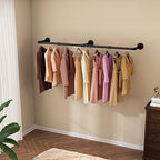 Wall Mounted Clothes Rack, 52.6in Industrial Pipe Clothing Rack - Image 6