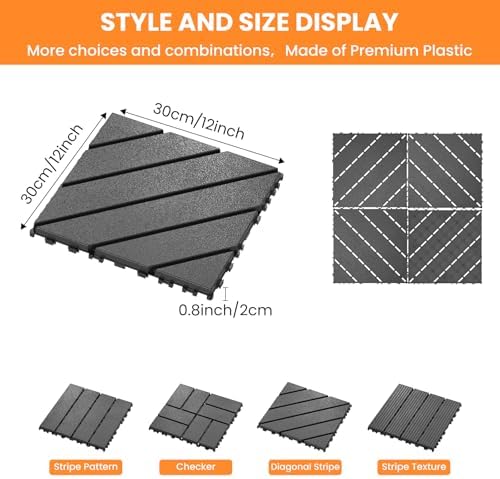 44 Pack Plastic Interlocking Deck Tiles, Patio Floor Decking Tiles - Image 2