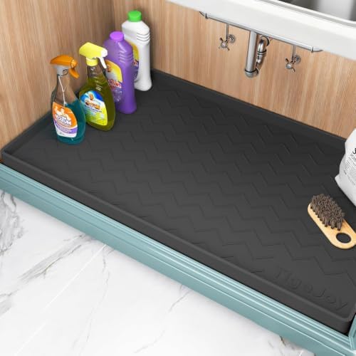 TigeJoy Under Sink Mats for Kitchen Waterproof 28" x 22", Cabinet Liner by TigeJoy