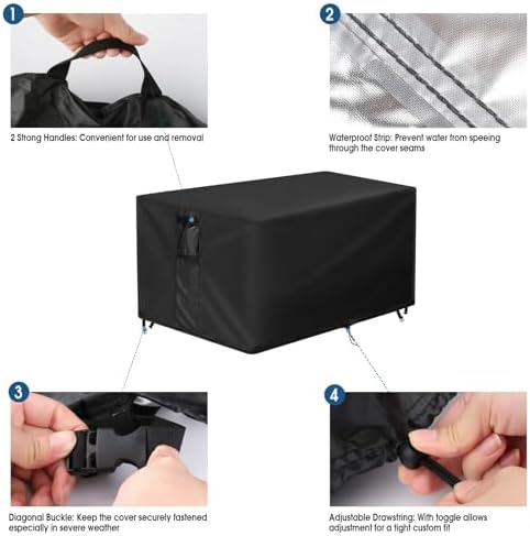 Outdoor Fire Pit Cover Rectangular Waterproof-34x24x22" - Image 4