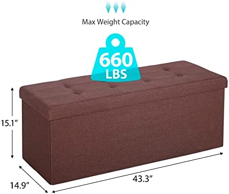 SUPER DEAL 43 Inches Foldable Storage Ottoman Bench - Image 3