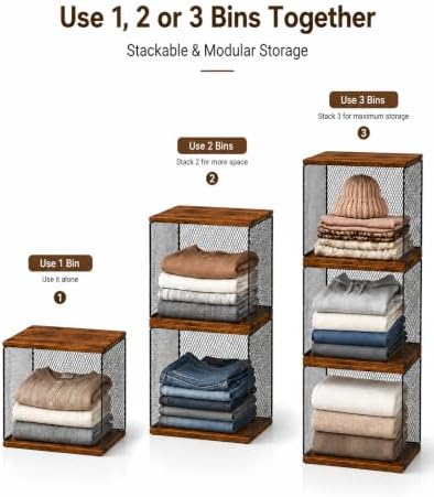 Honkazita 3-Pack Stackable Wire Closet Organizers - Image 3