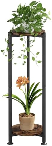2 Tier Plant Stand Indoor Corner Tall Round Shape Plant Shelf by YIZAIJIA