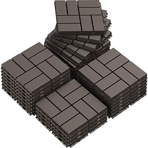 Goovilla Plastic Interlocking Deck Tiles, 27 Pack 12"x12", Dark Coffee by Goovilla