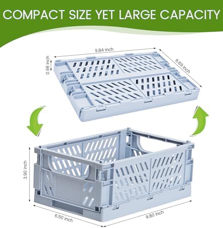 HUUSMOT 4-Pack Collapsible Plastic Storage Baskets, 9.8"x6.5"x3.8" - Image 3