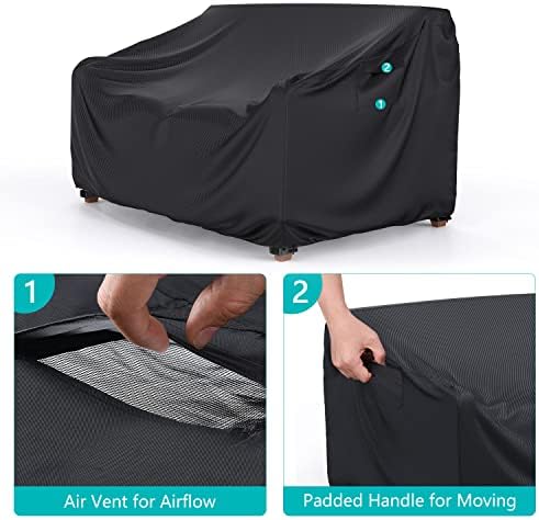 2-Seater Waterproof Outdoor Couch Cover 60"L×42"D×30"H Black - Image 4