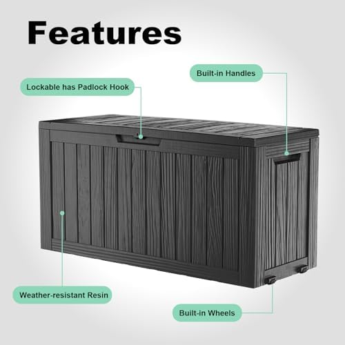 PatioZen 75 Gallon Resin Deck Box, Lockable Outdoor Storage Box - Image 5