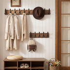 WEBI Rustic Coat Rack Wall Mount, Solid Wood Coat Hooks Wall Mounted Coat Hanger - Image 5