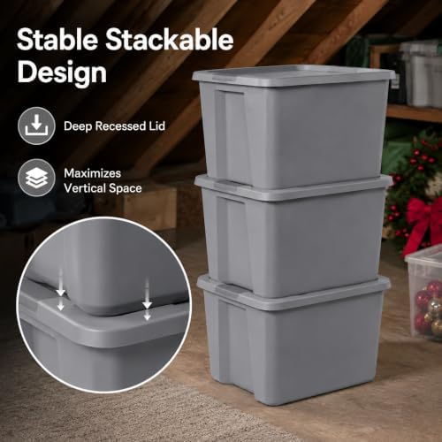 18 Gal Storage Bin with Snap-On Lid, Stackable Plastic Tote - Image 5