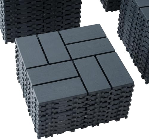 Plastic Interlocking Deck Tiles 12"x12" Waterproof Outdoor Patio Flooring PP - Image 6