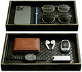 Wooden Valet Tray with Leather Base by Quilive