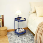 2-Tier Round End Side Table, Small Metal Side Table - Image 6