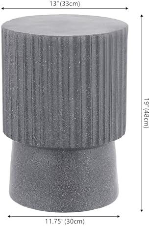 JONATHAN Y Louisa Outdoor Accent Table 19" Fluted Polyresin - Image 2