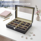 8 Slots Sunglass Organizer, PU Leather Eyewear Display Tray - Image 7