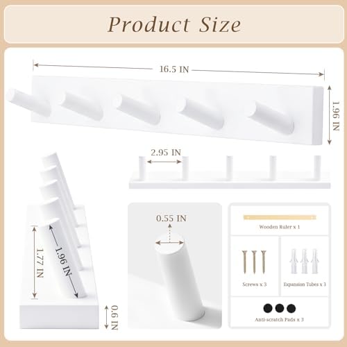 Coat Rack Wall Mount, Wooden Coat Hanger - Image 5