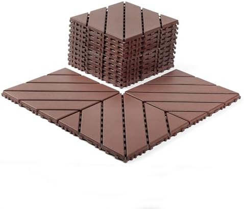 44 Pack Interlocking Deck Tiles, All-Weather Outdoor Deck Tiles by Unknown