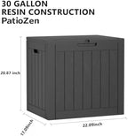 PatioZen 30 Gallon Resin Deck Box, Lockable Outdoor Storage Box - Image 2