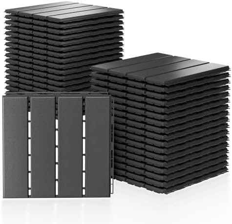 12"x12" Deck Tiles, 36 Pack Interlocking Patio Flooring, Dark Grey by MYCHOIII