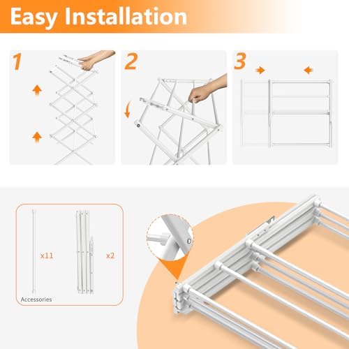 3-Tier Clothes Drying Rack Drying Rack Clothing Pure White-1pack - Image 3