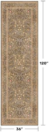 3x10 Long Runner Rugs for Hallway Non Slip, Geometric Floral Design Washable - Image 2