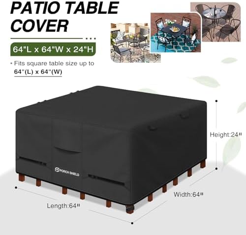Porch Shield Waterproof Square Patio Table Cover 64 x 64 inch - Image 2