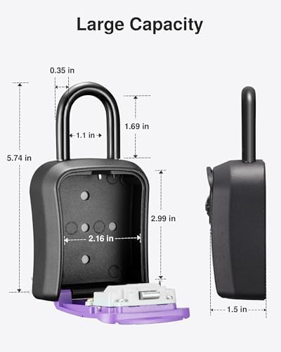 Puroma Key Lock Box Outdoor 4 Digit Code Combination Lockbox House 1 Purple - Image 6