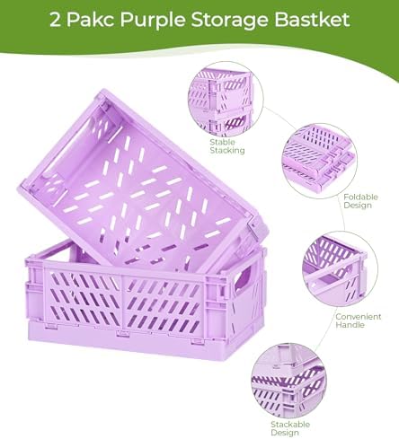 HUUSMOT 4-Pack Collapsible Plastic Storage Baskets, 9.8"x6.5"x3.8" - Image 2
