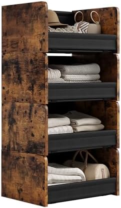 FOUCSSOMEI Closet Organizer and Storage, 4 Tier Stackable Storage Organizer by FOUCSSOMEI
